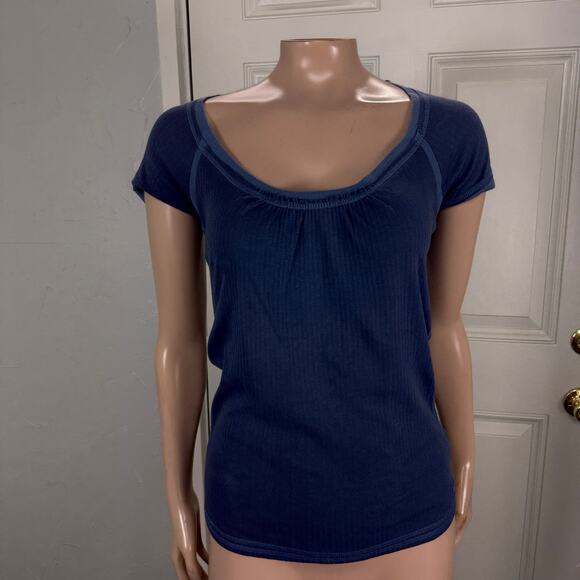 Vintage Y2k Abercrombie & Fitch Top Medium Cotton Scoop neck Knit T-shirt X3-4 - Picture 1 of 6